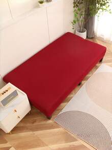 1pc Armless Sofa Bed Cover, Elastic Polyester Fiber Sofa Slipcover, Knitted Milk Silk, Suitable For All Seasons - Burgundy - View 6