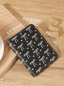 Schwarze Schleife Liebes Muster Mini Geldbörse Tasche Portemonnaie Mode minimalistisch Kartenhalter schlank leicht tragbar für Bargeld, Ausweis, Kreditkarte, Münzfach als Geburtstagsgeschenk, Jahrestags-Geschenk für Liebhaber, Frauen, Mädchen, Teenager, Studenten, Schüler, Männer - Schwarz - Übersicht 9