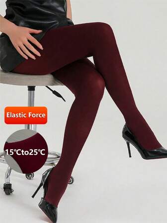 1 par damleggings i vinröda, mjuka och bekväma, sexiga tights med hög stretch, lämpliga för vår, höst och vinter, vardagskläder