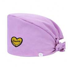 1 pezzo Cappellino da lavoro per donne in materiale di poliestere con stampa digitale a motivo a cuore del marchio, regolabile con elastico, adatto per medici, infermieri, saloni di bellezza, cliniche veterinarie, addetti alle pulizie e personale di servizio - Multicolore - Visualizzare 14