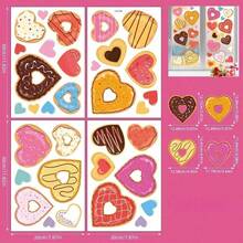 1 Set Heart & Donut Scene Stickers, Removable Decals For Bedroom, Windows, Kids Room, Home Decor, Suitable For Valentine's Day, Wedding, Birthday - Multicolor - View 3
