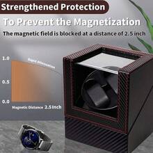 Automatic Double Watch Winder Display Box Rotator Watches Display Case Organizer - Black - View 2