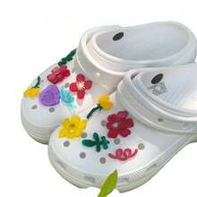 Hebilla de zapato Pop Garden, moda de nicho, flor de zapato 3D, zapatos con agujeros de flores coloridas, accesorios cruzados, DIY desmontable - Flores amarillas Pop Art - Pegar en la hebilla del zapato - Ver 6