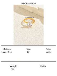 1pc Fashionable Minimalist Copper Inlaid Oval Zirconia Stone Ring, Delicate Accessory For Daily Wear, Brunch, And Light Social Occasions - Multicolor - View 6
