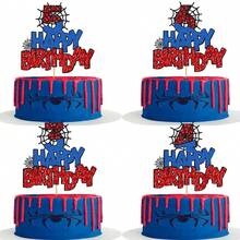 1pc 3/4/5/6 Years Old Birthday Cake Topper - Glitter Spider Web, Celebrate 3/4/5/6 Years Old Birthday, Birthday Cake Toppers, Spider Party Decor, Suitable For 3/4/5/6 Years Old Birthday Party Cake Decorations - Multicolor - View 2