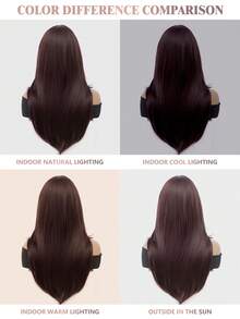 XOUJE 26英寸长直发合成假发，红棕色，带刘海，层次分明设计，打造自然发际线，适合初学者，时尚百搭，日常佩戴、约会、度假、摄影、角色扮演、优雅派对、音乐节、休闲聚会等场合皆宜。耐热假发。 - 紅木色 - 查看 10