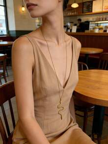 1 pieza Collar con colgante de serpiente chapado en oro de 18K de acero inoxidable, collar de superposición de moda adecuado para uso diario, ocasiones, citas, estilo callejero