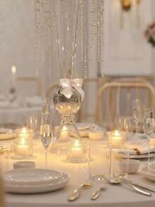 Portavelas de vidrio transparente, portavelas de estilo vintage, portavelas decorativo romántico, adecuado para velas flotantes y velas de té, se puede usar como decoración central, decoración del hogar, regalo para despedida de soltera, regalo de cumpleaños, regalo de Navidad, decoración de mesa para fiesta de boda y regalo - Multicolor - Ver 5