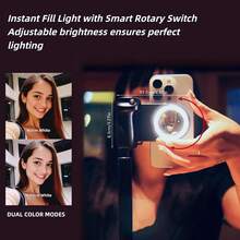 750mAh Rechargeable Magnetic Phone Holder Magsafe, Bluetooth Selfie Remote Control + Fill Light And Stabilizer, Multifunctional Shooting Handle, Suitable For Vlog/Selfie