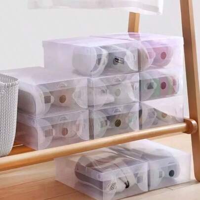 12/6/1 Stück transparente faltbare Schuhaufbewahrungsboxen, leicht zu reinigen, geeignet für High Heels, Sandalen und verschiedene Schuhe, Schuhorganizer Boxen, DIY faltbare Schuhboxen (weicher Kunststoffmaterial empfohlen, nicht mehr als 5 Lagen stapeln)