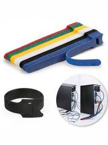 100条装魔术贴扎带，数据线、耳机线及其他线缆收纳整理带，防滑植物绑带，植物扎带，耐用尼龙自粘绑带，办公用品收纳整理带，电脑线缆及路由器线缆整理带，防滑植物绑带，植物扎带，魔术贴扎带，节日花环绑带，带魔术贴扣的可调节花园绑带 - 彩色 - 查看 4