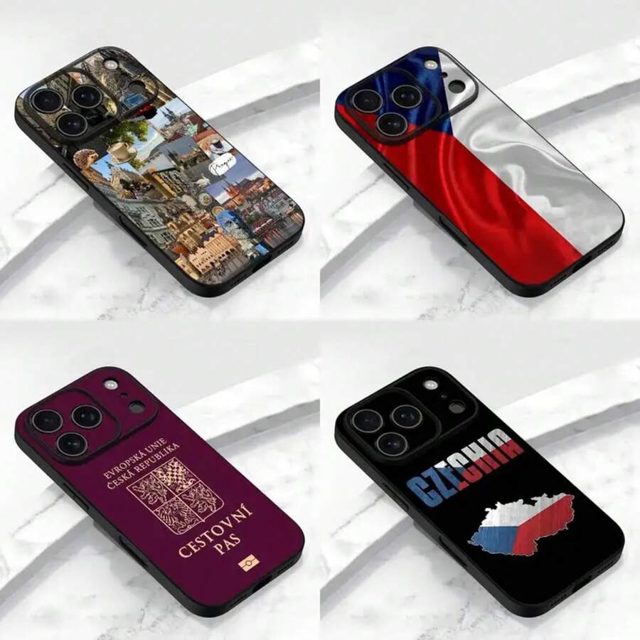 Coque de téléphone avec le drapeau de la République tchèque, Prague, compatible avec iPhone 17, 16, 15, 14, 13, 12, 11, Pro, Max, Plus, E, Air, Mini, protection noire, compatible avec les modèles 17, 17 Pro, 17 Pro Max - z3 - Voir 1