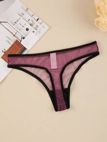 7pcs Women's Minimalist Fashionable Mesh Briefs & Thongs - Multicolor - View 6