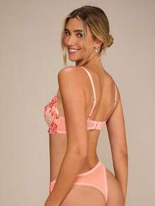 Enchnt 女士粉色浪漫钢圈文胸内衣套装 2 件套 - 藕粉色 - 查看 8