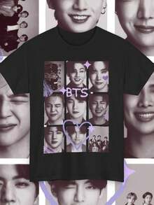 Men's And Women's Wink Collage Unisex Premium Cotton T-Shirt - Immediate Shipping - 黑色 - 查看 2