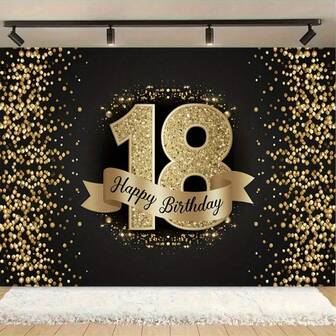 2D-platt banderoll, 1 18-årsfestbakgrundsbanderoll, bakgrundsdekoration, bakgrundsfotorekvisita, heminredning, rumsdekoration, väggdekoration, festbakgrundsdekoration, festdekoration/tillbehör/presenter, bakgrund.