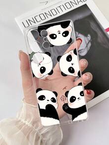 1pc Transparent TPU Shockproof Panda Painted Phone Case Compatible With IPhone 15/15Pro/15Plus/15ProMax/16/16Pro/16Plus/16ProMax/17/17Pro/17ProMax, Galaxy S23 Ultra/A14/A24, Redmi Note 12 Pro, Pixel 8/8 Pro - Multicolor - View 3