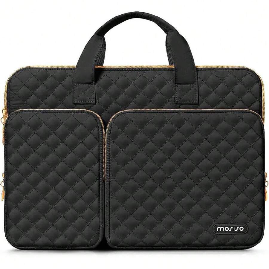 Funda Protectora Compatible con MacBook Air/Pro, 13-13.3 Pulgadas, Bolso Cuadrado Acolchado con 2 Bolsillos&Asa&Cinturón, Negro,37542893 - Marrón Mocha - Ver 1