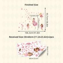 1/2 张/套 神奇仙子身高测量墙贴，0 至 150 厘米身高尺，粉色仙子栖息在树枝上，粉色花瓣和蝴蝶装饰，适合女孩婴儿房卧室门，可移除即撕即贴，梦幻粉色春日主题艺术 - 彩色 - 查看 16
