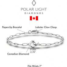 Polar Light Signature Canadian Diamond Charm Bracelet In .925 Sterling Silver - Choice Of Rolo Or Paperclip Style Chain