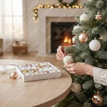TendenciaPaq 44 Adorno Árbol Navidad Esfera Estrella Blanco Dorado Blanco DoradoCalidad premium - Blanco - Ver 5