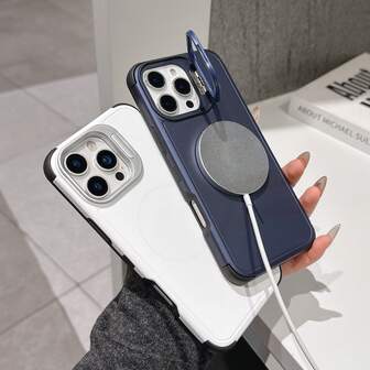 1 pieza Funda de teléfono de moda de alta gama 3 en 1 con soporte magnético y protección contra golpes compatible con Apple 17 Pro Max/ 16 Pro Max/17/16/15/ 13