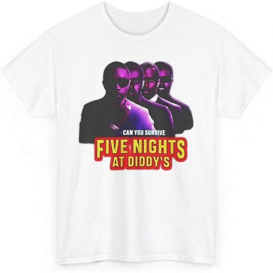 Funny Five Nights At Diddy's House Tee, Meme Shirt, Novelty Graphic Tee, Gift For Gamer, Pop Culture Shirt White - 白色 - 查看 1