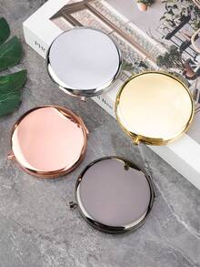 1 Pc Portable Double-Sided Metal Foldable Mirror, HD Makeup Handheld Portable Mirror, Makeup, Affordable, Room Decoration, Dressing Table, Travel, Bedroom, Makeup Accessory, Mirror, Vanity Mirror, Mini Mirror, Portable Mirror, Small Mirror, Handheld Mirror, Affordable, Christmas Stocking Stuffer, Makeup, Makeup Tool, Affordable Item, Gift, Gift For Women, Christmas Gift - Vàng - Xem 1