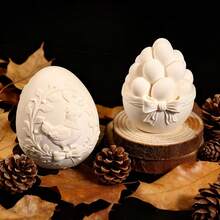 Easter Eggs Silicone Candle Molds DIY Rabbit Flower Butterfly Chicken Clover Embossed Egg Plaster Resin Mould Soap Candle Mold - Multicolor - View 3