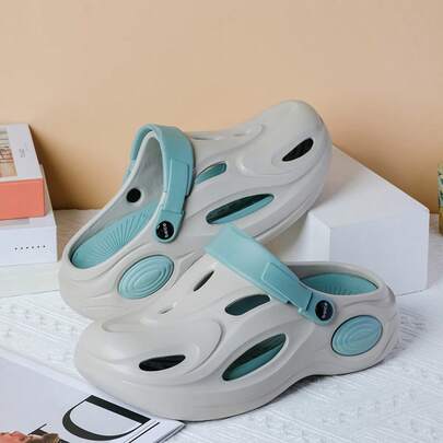 Men's Breathable Slip-On Sandals, 2025 New Summer Non-Slip Outdoor Slippers, Comfortable Thick-Sole Elevated Sports Beach Shoes, Dual-Color Casual Closed Toe Slides
