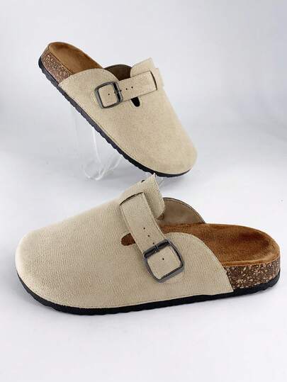 25 New Men's Slip-On Slippers, Casual Mule Shoes With Adjustable Strap, Soft Cork Sole For Comfort, Suitable For Autumn/Winter Home, Office, Bedroom, Casual Wear, Christmas, Valentine's Day, Unisex