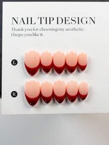 زيّني مزاجك ب- 10 قطع من الأظافر القصيرة ذات الشكل اللوزي المدمج، رقع أظافر لوزية فرنسية حمراء، بأسلوب بسيط، طقم كامل من أظافر نسائية مزيفة لامعة، منتجات أظافر صيفية، للاستخدام اليومي، فن أظافر سريع - متعدد الألوان - مشاهدة 10