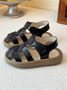 Kids' Closed Toe Sandals, Children's Summer Beach Shoes, Casual Soft Bottom Boys' Roman Hiking Shoes - Black - View 4