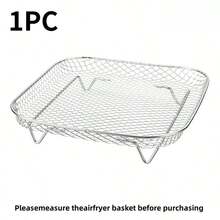 1件/3件家用不锈钢三层薯条烤架厨房单层方形圆形空气炸锅配件网架，适用于秋季、春季 - 銀色 - 查看 15