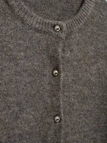DEEKA Autumn/Winter New Women's European & American Style Fashion Versatile Metal Button Knit Grey Sweater Cardigan - Grey - View 6