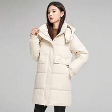2025 Winter Women's Mid-Length Cotton Coat, Luxury Down Cotton Coat, Korean Style Pant Coat, Chic Casual Cotton Jacket, Coat