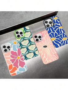 Étui de téléphone avec motif floral abstrait compatible avec les modèles 16, 15, 14, 13, 12, 11 Pro Max, X, XR, XS Max, 8, 7 Plus. Coque arrière mate et antichoc. Étui compatible avec les modèles 17 Pro, 17 Pro Max, 17. - z9 - Voir 1