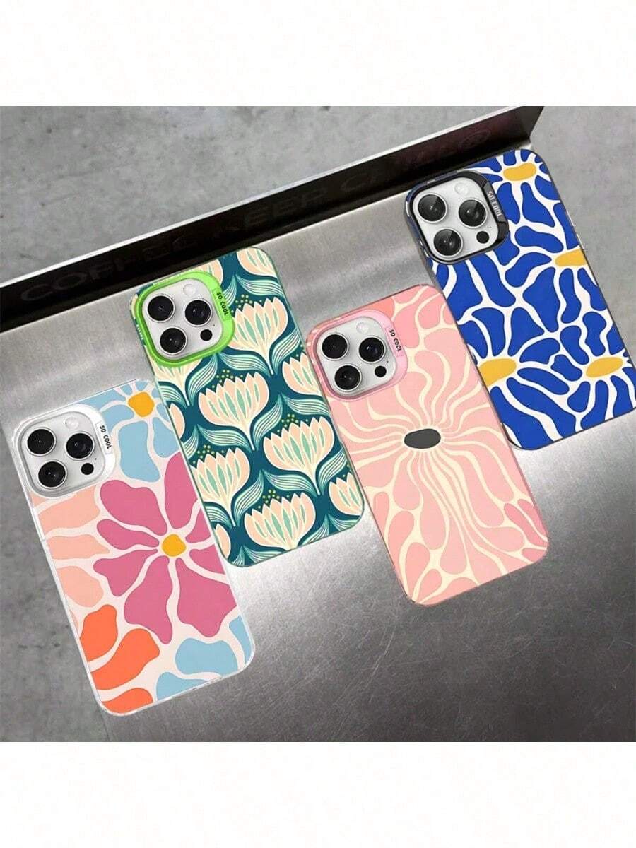 Étui de téléphone avec motif floral abstrait compatible avec les modèles 16, 15, 14, 13, 12, 11 Pro Max, X, XR, XS Max, 8, 7 Plus. Coque arrière mate et antichoc. Étui compatible avec les modèles 17 Pro, 17 Pro Max, 17. - z9 - Voir 1