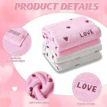 2pcs Valentine'S Day Hand Towels Red Pink Hearts Embroidered Towel For Bath Cotton Soft Bathroom Kitchen Valentine'S Day Decorative Set For Drying Cleaning Cooking Holiday Decor Gift,14 X 29 Inch - ColorF - 查看 3