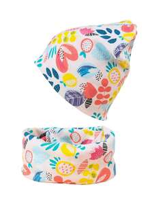 2pcs/Set Baby Brimless Beanie Hat And Scarf Set, Cartoon Pattern Children's Hat And Neck Warmer Two Pieces, Brimless Cap And Neck Scarf For Boys And Girls, Autumn/Spring