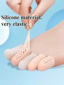 Múltiples piezas de protectores de silicona color albaricoque para dedos/dedos de los pies, material de silicona reutilizable con orificios transpirables, separador de dedos de los pies, cuidado de los pies para talones agrietados y piel seca - Albaricoque - Ver 3