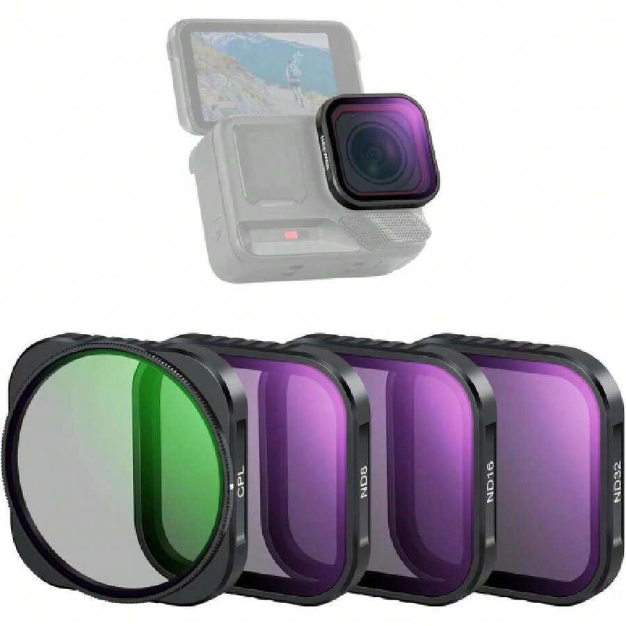 Juego de 4 ND Filtro Compatible con Insta360 Ace Pro & Ace Pro 2, CPL+ND8+ND16+ND32, Accesorios NO Compatible con Versión Actualizada del Protector Lente Octogonal Redondo Rediseñado, FL-C30,37542910 - Azul Cadete - Ver 1