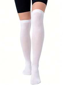 1/2/3 Pairs Velvet Over-The-Knee Socks, Slimming Mid-Calf Socks, Decorative Thigh High Socks, Outdoor Tall Socks, JK School Girl Style, Sports Socks, Suitable For Daily Wear All Year Round - Velvet Knee-high Socks - View 7