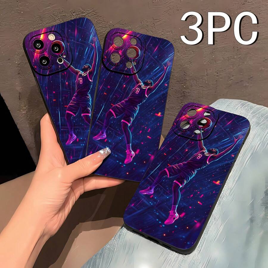 La funda para teléfono con espejo gráfico Basketball Dunk también se puede usar como espejo y es compatible con 17, 16 Pro Max, 15 Pro Max, 13 y 12. Está hecha de TPU y brinda protección contra golpes y caídas, un regalo perfecto para entusiastas de los deportes, familiares, amigos, cumpleaños y vacaciones. - Negro - Ver 1