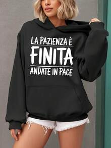 Graphic Women'S Casual Sweatshirt| Printed Hooded Pullover With Long Sleeves And Pocket, Warm For Autumn And Winter, Exquisite Gift For Family And - màu đen - Xem 7