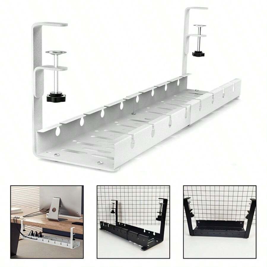 桌下线缆管理托盘 可扩展插座收纳架 电线电源线电源适配器支架 整理器 无需钻孔