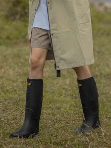 新款时尚情侣高帮百搭可爱户外防滑防水果冻鞋，适合沙滩漫步，软底雨靴 - 黑色 - 查看 10