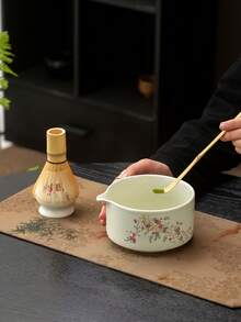 1 Set Creative Japanese Style Matcha Bowl, Handmade Bamboo Matcha Whisk, Tea Ceremony Tools, Sung Dynasty Style Matcha/Milk Tea Bowl, Matcha Preparation Set