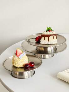 1件装豪华不锈钢小吃盘，糖果水果托盘，客厅茶几甜点架 - 銀色 - 查看 8