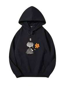 Little Mii Flower Holding Backside Hoodie - Black - View 1